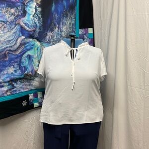 SHEIN White Tie-Neck Blouse